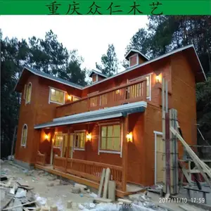 南川实木乡村现代别墅 防腐木传统木房子施工安装 众仁木艺