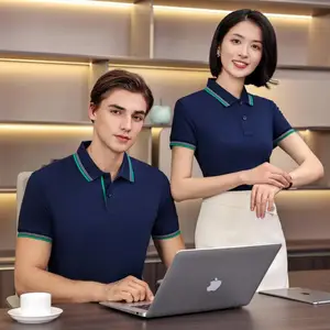 现货工作服商务T恤短袖文化衫DIY广告翻领POLO衫刺绣工装印字logo