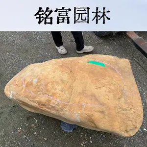 天然黄蜡石原石，色泽金黄质地细腻，造景铺路观赏石