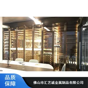 酒店餐厅不锈钢红酒柜_钛金不锈钢现代酒柜生产厂家