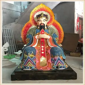 三官大帝神像厂 彩绘玻璃钢三元大帝雕塑 木雕天官水官地官