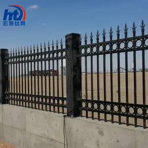 围墙铁艺护栏 巴彦卓尔围墙铁艺护栏 黑色厂区围墙铁艺护栏 宏特