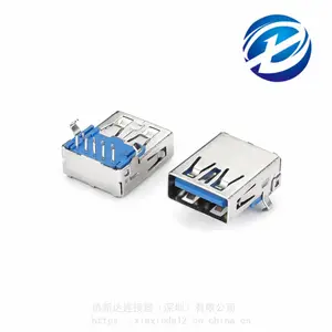 USB 3.0 AF母座90度 弯脚平口 9P卧式插板DIP 直边 L=16.5