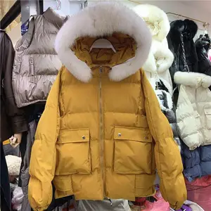 2020秋冬新款棉衣仿狐狸大毛领棉衣女收腰加厚保暖连帽棉服外套批发