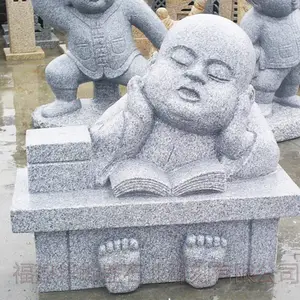 练武小和尚石雕,小沙弥石雕像,禅意石雕摆件