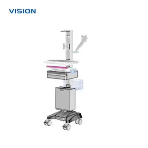 VISION 25077| 铝合金可升降工作站移动推车 静音脚轮医院护理推车