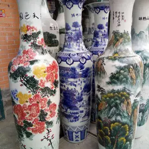 墨彩粉彩瓷摆件大花瓶 办公企业客厅国企乔迁装饰工艺落地大花瓶