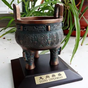 天圆地方 西安纯铜鼎乔迁会议礼品摆件 开业鼎盛千秋小鼎香炉紫铜