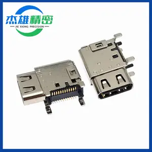 USB 3.1连接器TYPE C 24P母座侧贴双排SMT高频全功能双外壳侧贴式