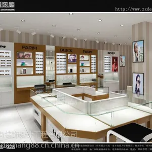 眼镜展柜定制厂家-木纹烤漆快时尚柜台专业定制