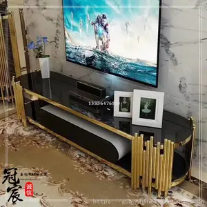 优品定做镀铜不锈钢茶几 现代款茶楼会所拉丝轻奢茶几厂家直供