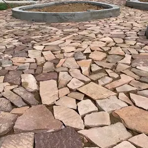 红色天然石材粉砂岩乱形石 条形文化石 乱型片石护坡砌墙石定制