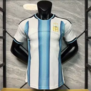 新款阿根廷球衣梅西10号球员版足球服男款可以印号运动球服