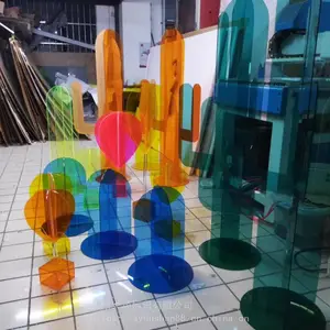 浙江杭州厂家彩色亚克力磨砂半透明有机玻璃美陈展具道具陈列用品展示用品艺术品展示盒子架子展柜箱体纪念品