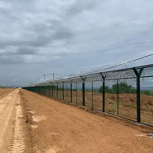Y型机场立柱护栏 机场防攀爬护栏网 机场带刺滚笼防护网