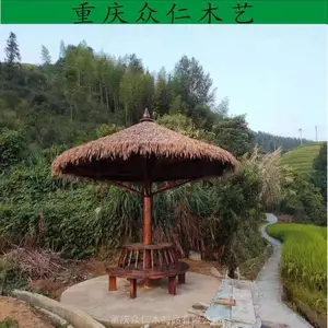 道真景区防腐木双檐亭子 传统实木凉亭 家用古典凉亭施工安装 众仁木艺