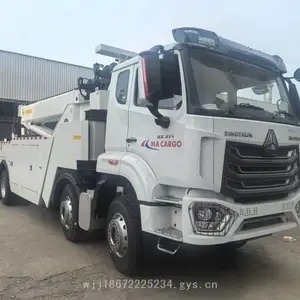 重汽HOWO豪沃8×4 重型旋转吊道路清障车 重卡矿车救援拖车