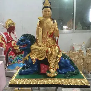 纯铜贴金佛像华严三圣文殊菩萨普贤菩萨文殊普贤佛像***摆件
