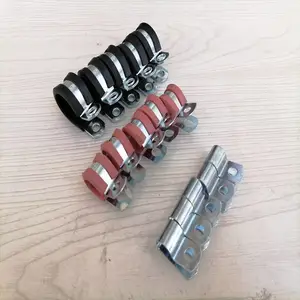红色橡胶+铁镀锌包胶线夹双卯片定制 Φ26-M8汽车线束紧固卡子直发