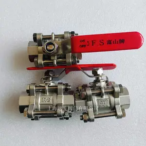 F.S富山三片式不锈钢球阀FS313-DN20丝口连接3/4”CF8 1000WOG