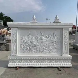 石雕影壁墙供应花草山水壁画红文化浮雕墙汉白玉中式庭院壁画墙多少钱