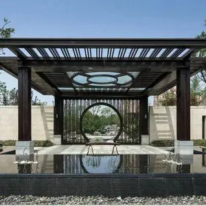 广州市普森建材热转印木纹景观凉亭 氟碳影观凉亭