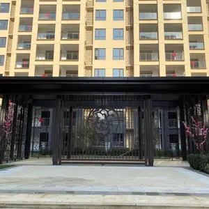 新中式大门门廊庭院景观门楼工程定做小区钢结构屋檐金属抖拱定制