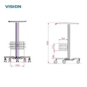 VISION|DE-FR-1| 笔记本电脑移动推车 支架铝合金 大台面易推静音车