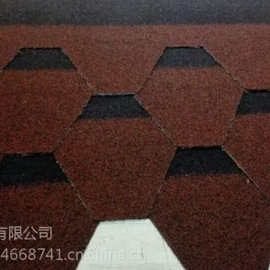 山东多彩玻纤胎沥青瓦 马赛克六角形中国红 油毡瓦 现货销售