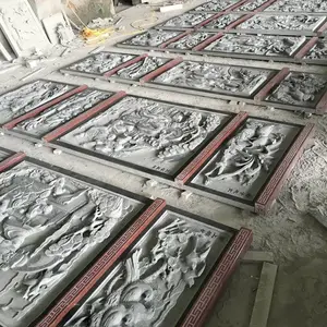 ***祠堂古建筑浮雕墙雕刻 青石照壁墙雕花鸟瑞兽 雕工细腻