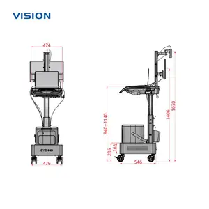 双屏移动设备推车 VISION 23124| 可OEM/ODM定制 可升降电脑工作站