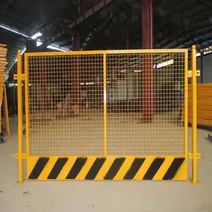 工程基坑护栏标语@黄黑铁丝安全防护网@修建工程基坑防护栏杆