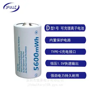 1号 1.5V可充锂电池 USB D SIZE充电锂电池 电子点火器 金属探测仪 红外测温仪用可充电池