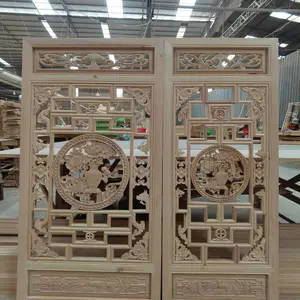 中式屏风家具 各种仿古实木雕花窗 仿古雕花木门 四合院木制作批发