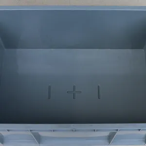 立体库专用箱工业塑料周转箱加厚长方形物流塑胶箱蓝灰色周箩筐