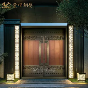 厂家直销防火、防盗、防水豪华铜门定制纯手工焊接制作新中式铜门