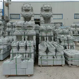 福云石材 户外酒店 寺庙 园林 门口汉白玉石雕石狮子摆件支持定制 造型美观大方