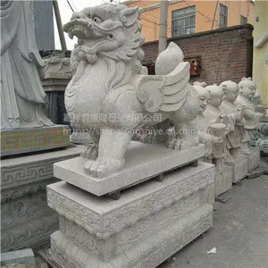 招财石雕麒麟 青石材质 厂家直销 单位门口大门装饰 2.5米高