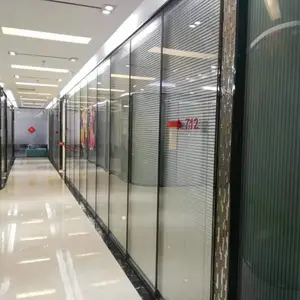 深圳南墙供应浙江杭州84款办公室百叶玻璃高隔断 中空隔音屏风