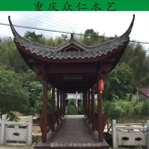 合川景区仿古长廊 琉璃瓦长廊报价 武隆防腐木仿古风雨廊 茅草长廊施工安装 众仁木艺