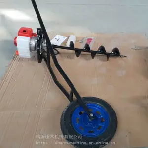 手推式独轮立柱埋桩地钻 立杆挖坑机 打孔机 厂家新品直销