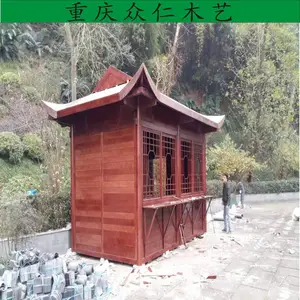 丰都木制售票亭防腐木保安亭批发 忠县景区移动售货亭木制岗亭施工安装 众仁木艺