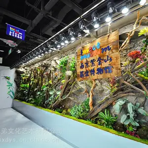 昆虫博物馆场景仿生环境壁画彩绘道具仿真树墙体彩绘