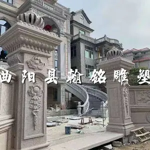 石雕花岗岩柱子庭院别墅欧式罗马柱圆柱方柱外墙装饰古建设计制作