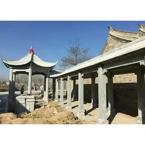 寺庙祠堂青石走廊制造厂 石材雕刻景观走廊 园林文化走廊石雕定制