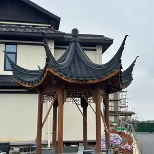 小青瓦实木凉亭_户外景观防腐木凉亭_榫卯六角亭