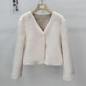 2023冬新款北欧貂绒宽松显瘦仿水貂皮草外套女年轻款V领短款大衣