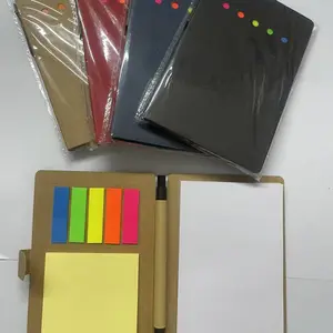 新款带纽扣组合牛皮纸带荧光纸PET可撕便利贴记事贴彩色便签套装创意插笔N次贴便签本