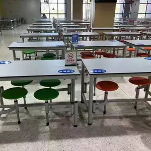 工厂餐厅连体吃饭桌学校食堂不锈钢餐桌椅468位员工饭堂餐桌