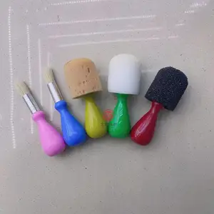 供应儿童绘画海绵刷 DIY 涂鸦 海绵印章 美术颜料印章刷工具